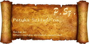 Petyka Szilvána névjegykártya